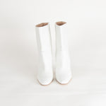 Stuart Weitzman White Leather Mid Heel Boots