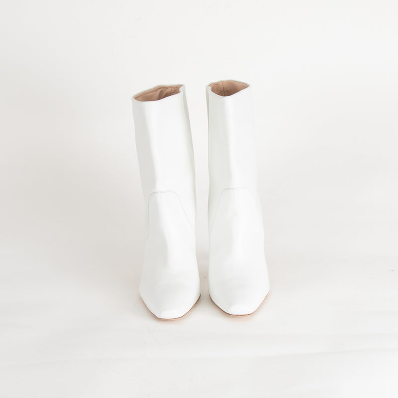 Stuart Weitzman White Leather Mid Heel Boots