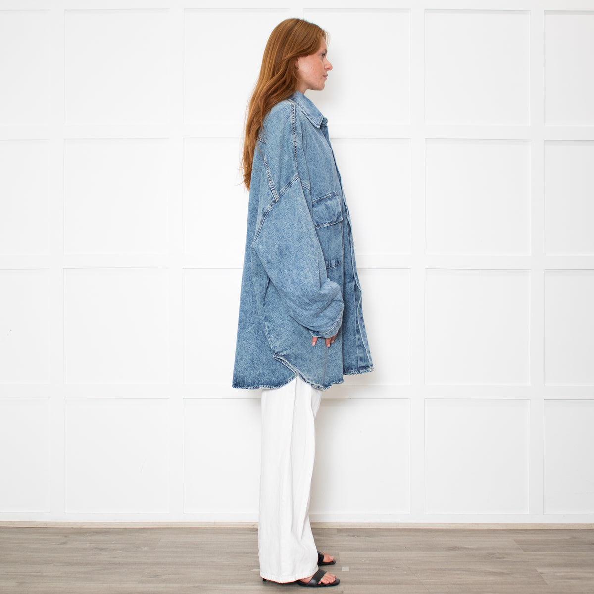 The Frankie Shop Blue Denim Oversized Shacket