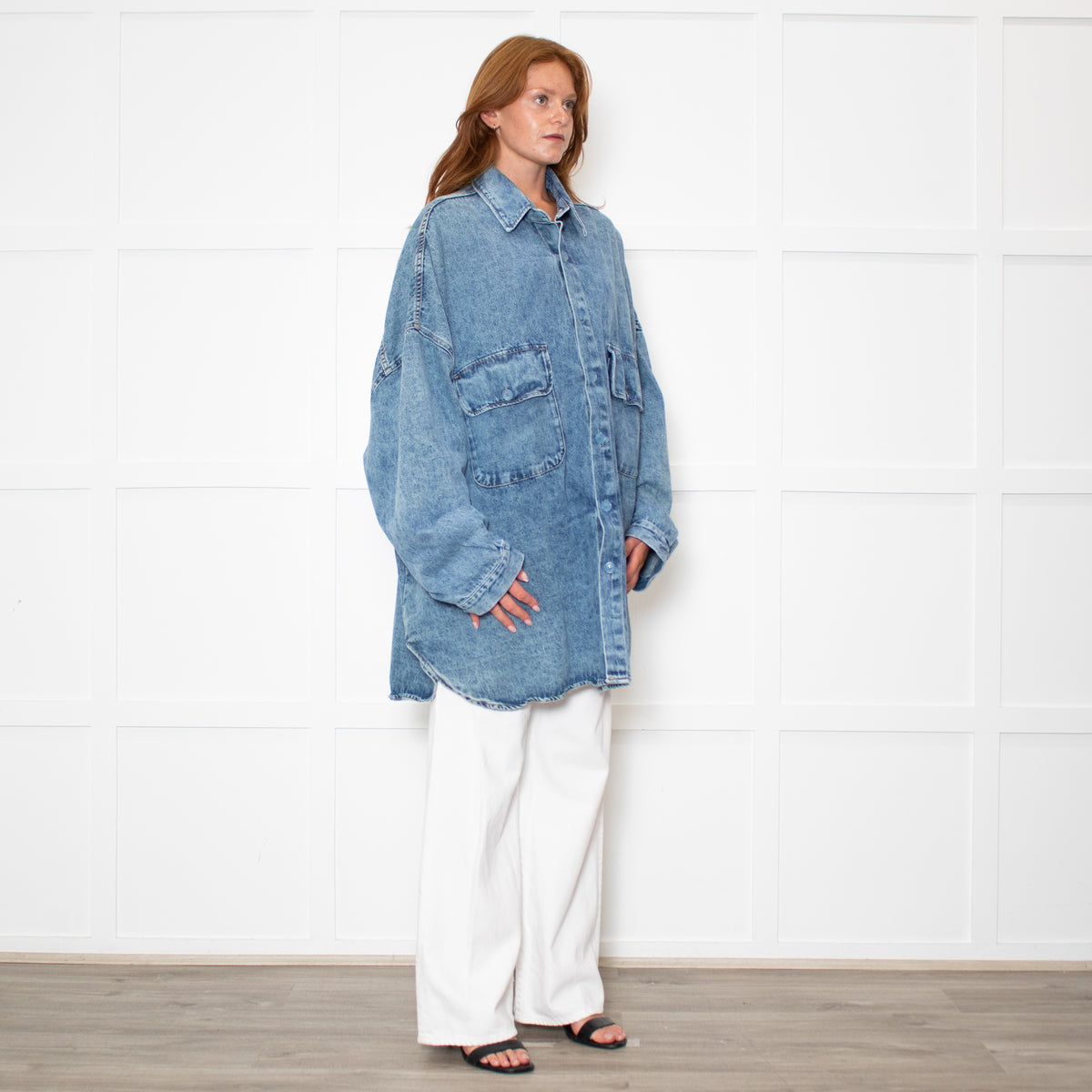 The Frankie Shop Blue Denim Oversized Shacket