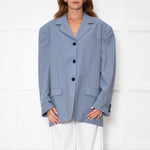 Acne Studios Juylie Oversized Blue Pinstriped Suit Blazer