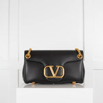 Valentino Stud Sign Black Leather Bag with Crossbody Strap