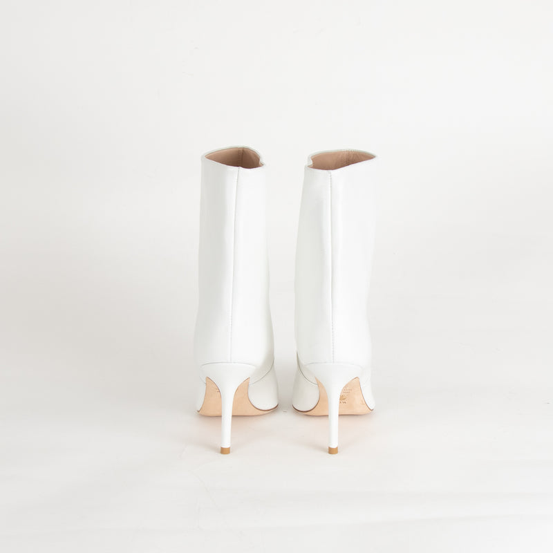 Stuart Weitzman White Leather Mid Heel Boots