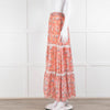 Ridley Orange Floral Silk Tiered Maxi Skirt