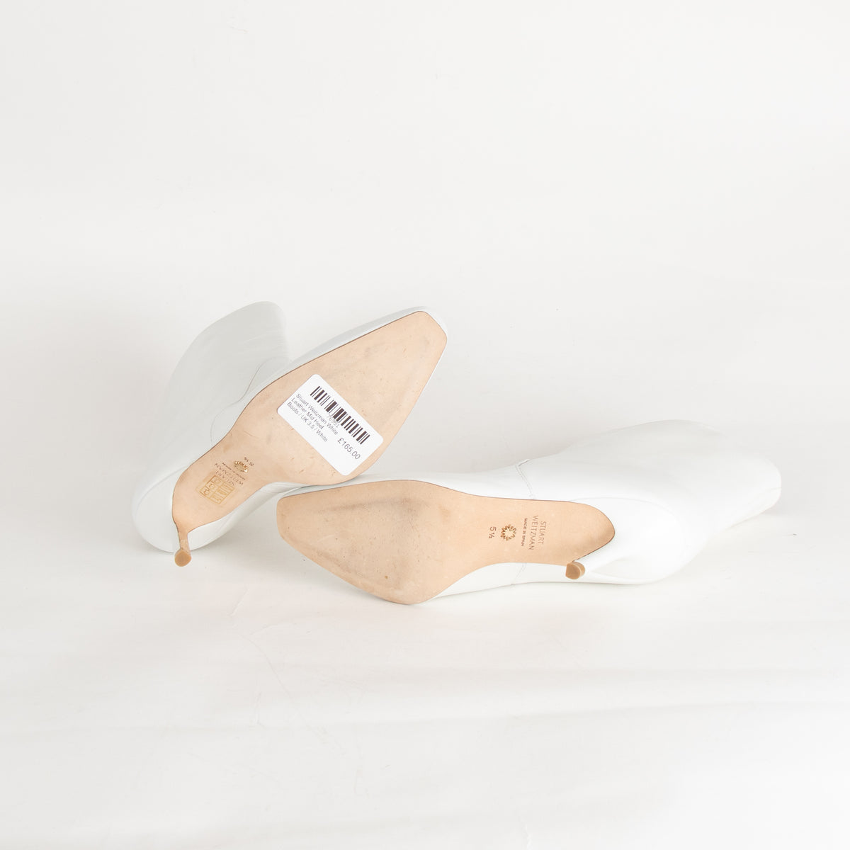 Stuart Weitzman White Leather Mid Heel Boots