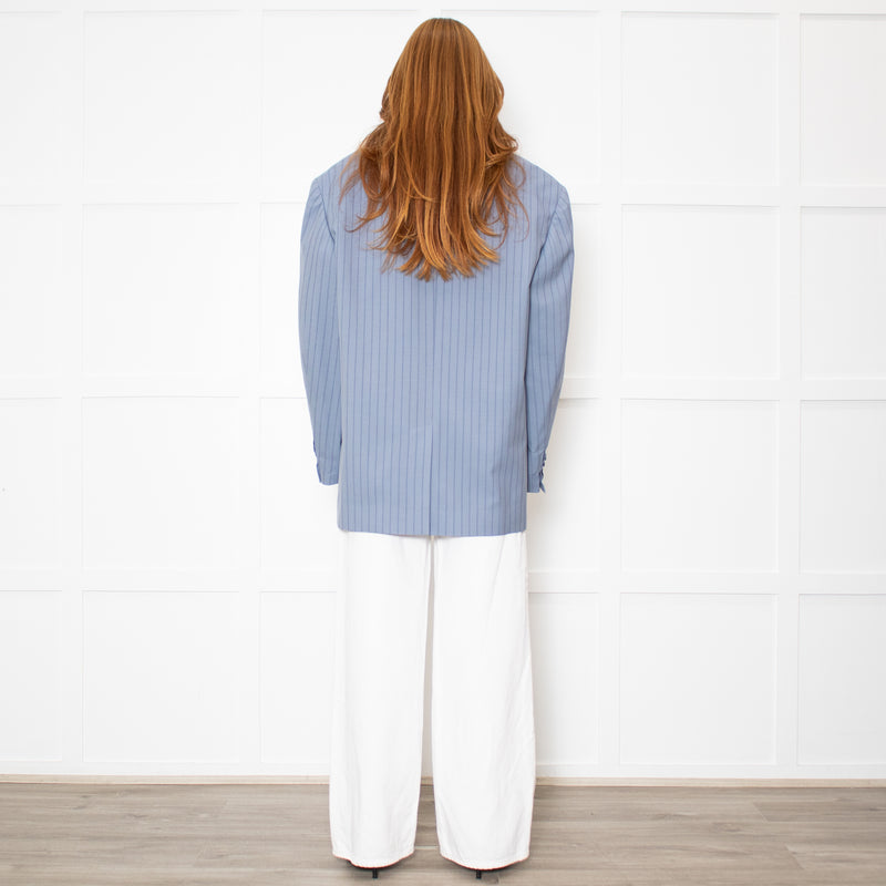 Acne Studios Juylie Oversized Blue Pinstriped Suit Blazer