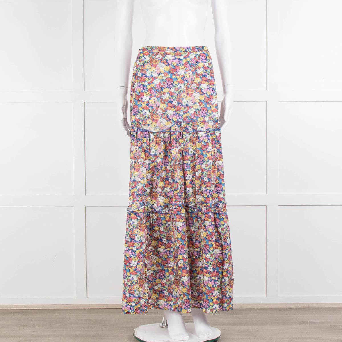 Ridley Multicolour Floral Cotton Tiered Maxi Skirt