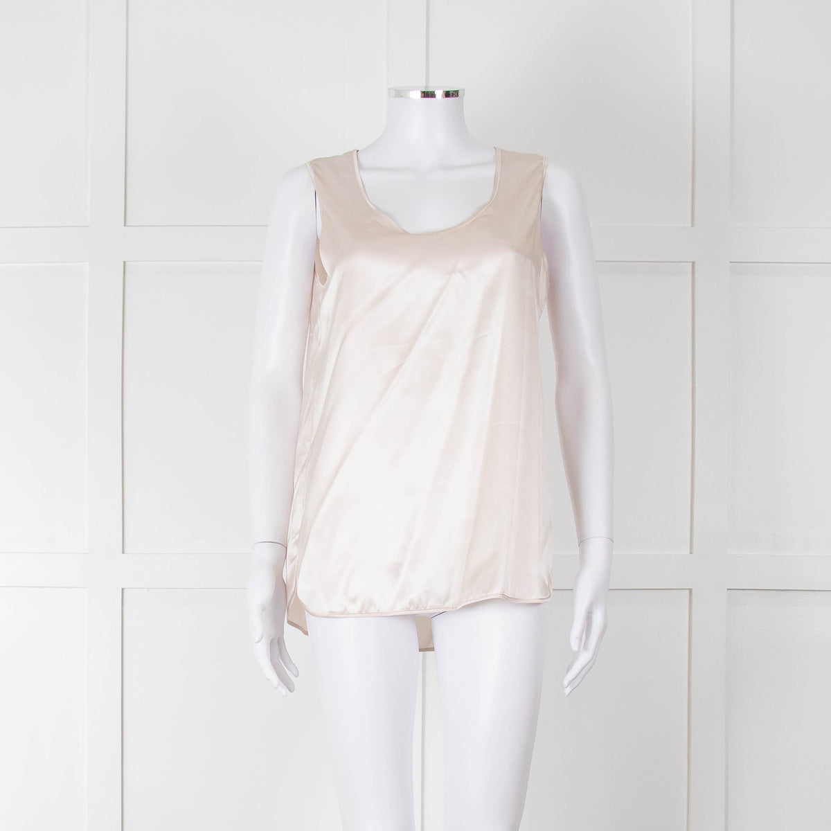 Amina Rubinacci Nude Silk Sleeveless Top