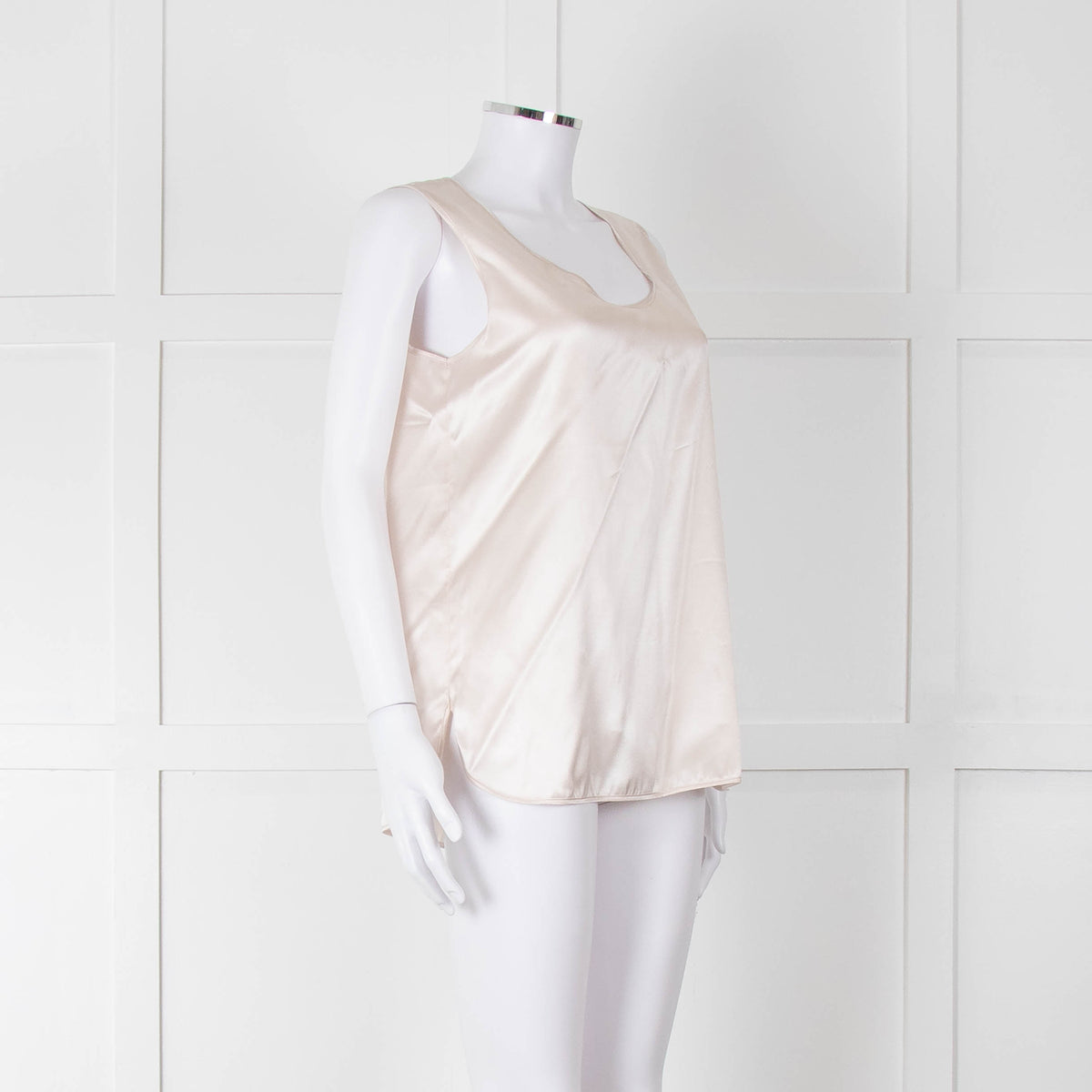 Amina Rubinacci Nude Silk Sleeveless Top
