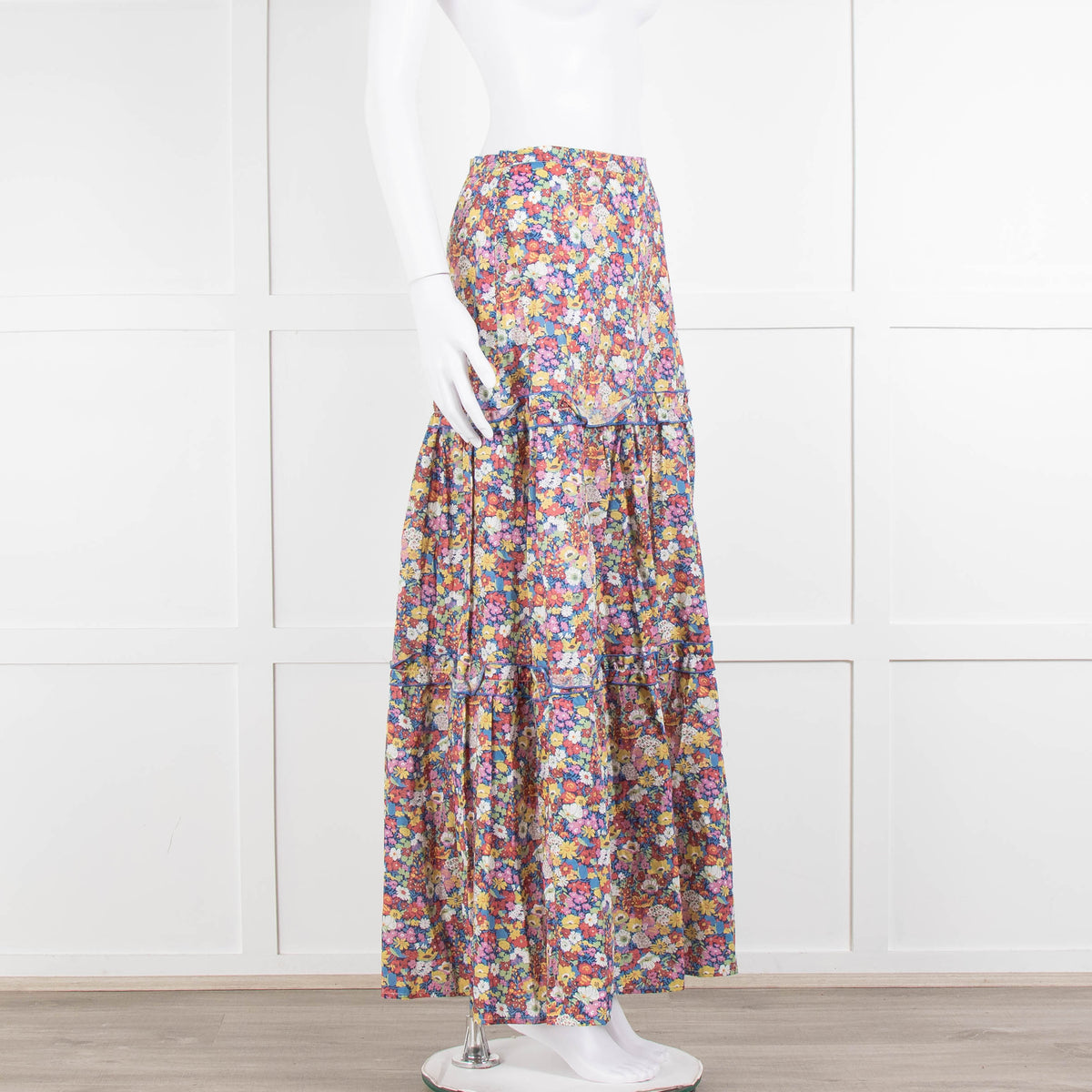 Ridley Multicolour Floral Cotton Tiered Maxi Skirt