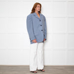 Acne Studios Juylie Oversized Blue Pinstriped Suit Blazer