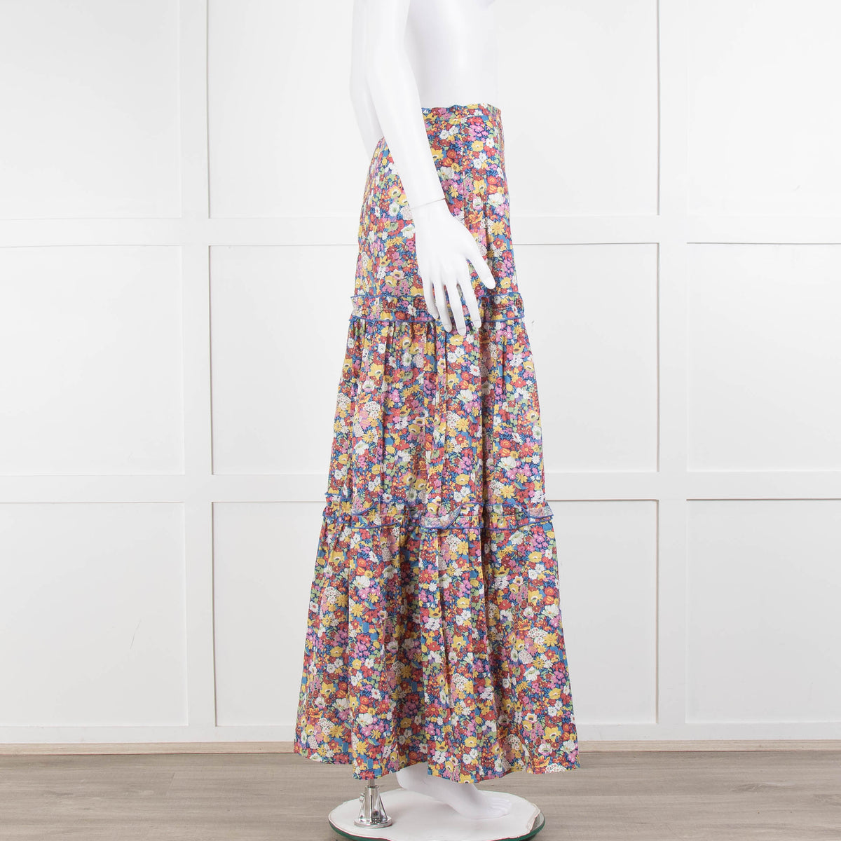 Ridley Multicolour Floral Cotton Tiered Maxi Skirt