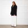 Sleeper Black Linen Scalloped Collar Blazer