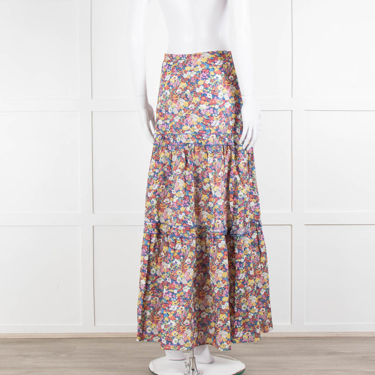 Ridley Multicolour Floral Cotton Tiered Maxi Skirt