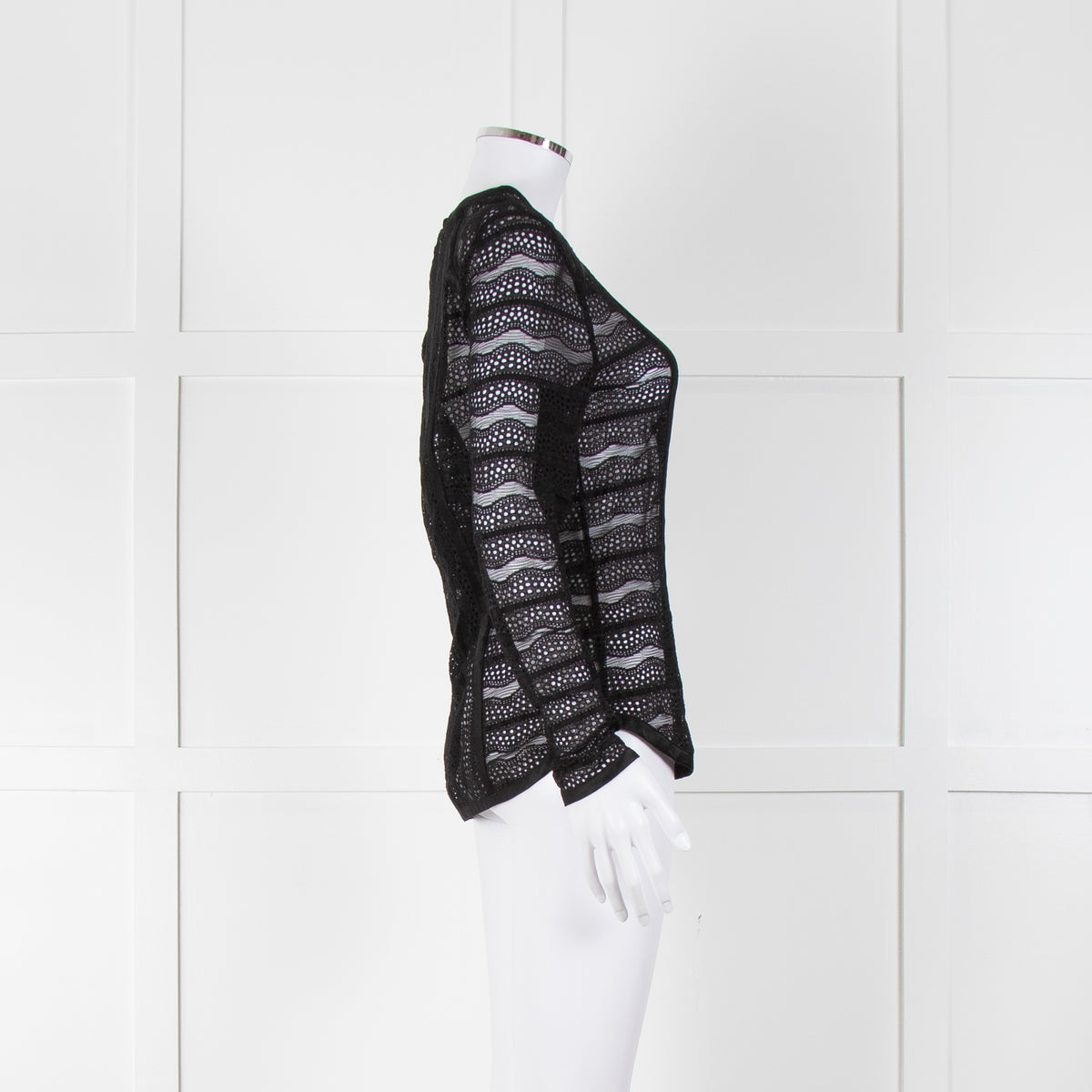 Veronica Beard Black Lace Ribbon Detail Top