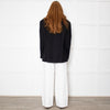 Sleeper Black Linen Scalloped Collar Blazer