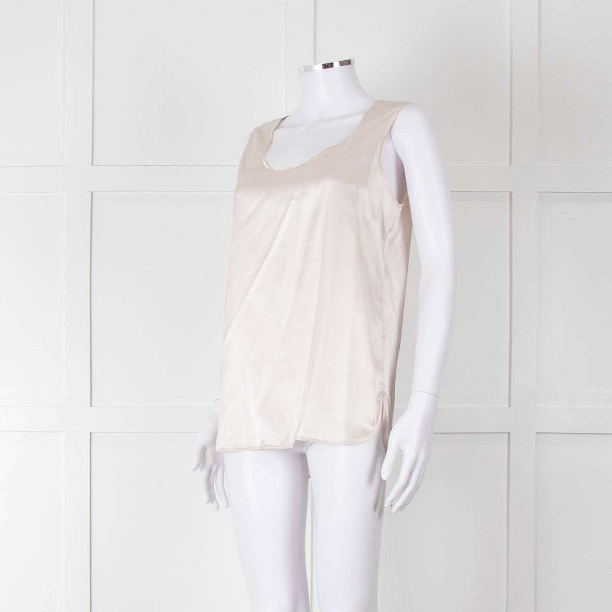 Amina Rubinacci Nude Silk Sleeveless Top