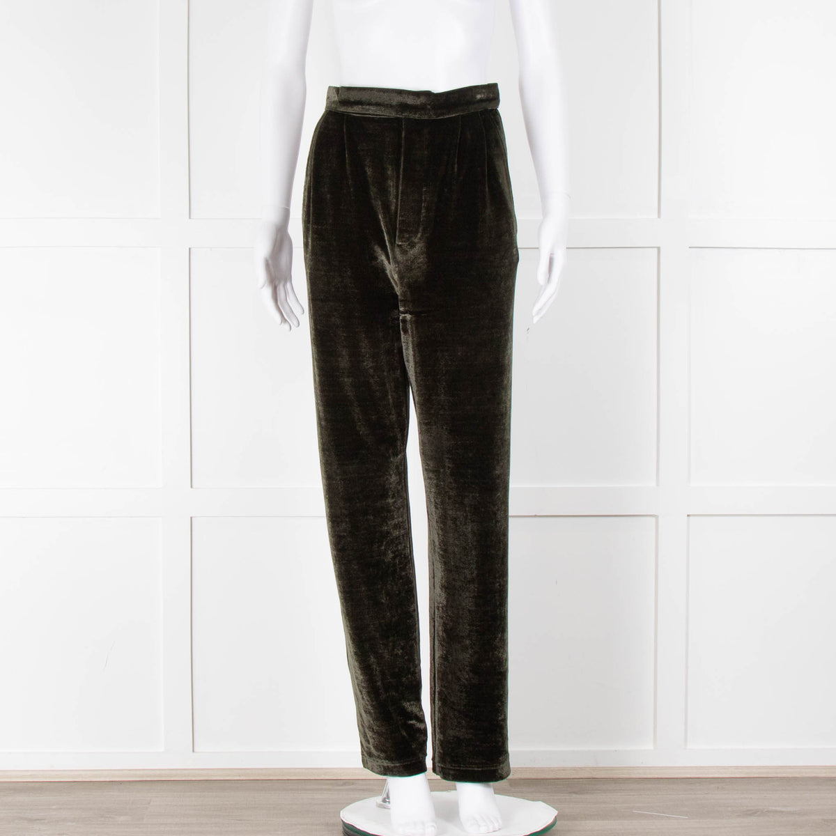 Scanlan Theodore Dark Green Stretch Velvet Trousers