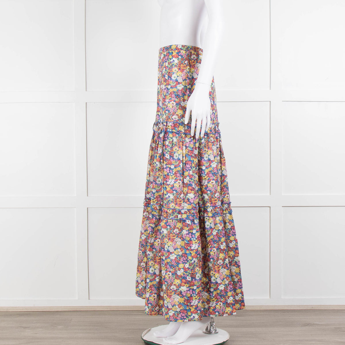 Ridley Multicolour Floral Cotton Tiered Maxi Skirt