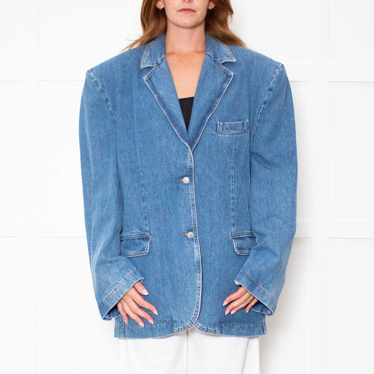Magda Butrym Blue Denim Oversized Blazer
