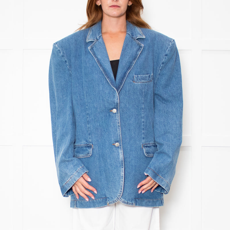 Magda Butrym Blue Denim Oversized Blazer