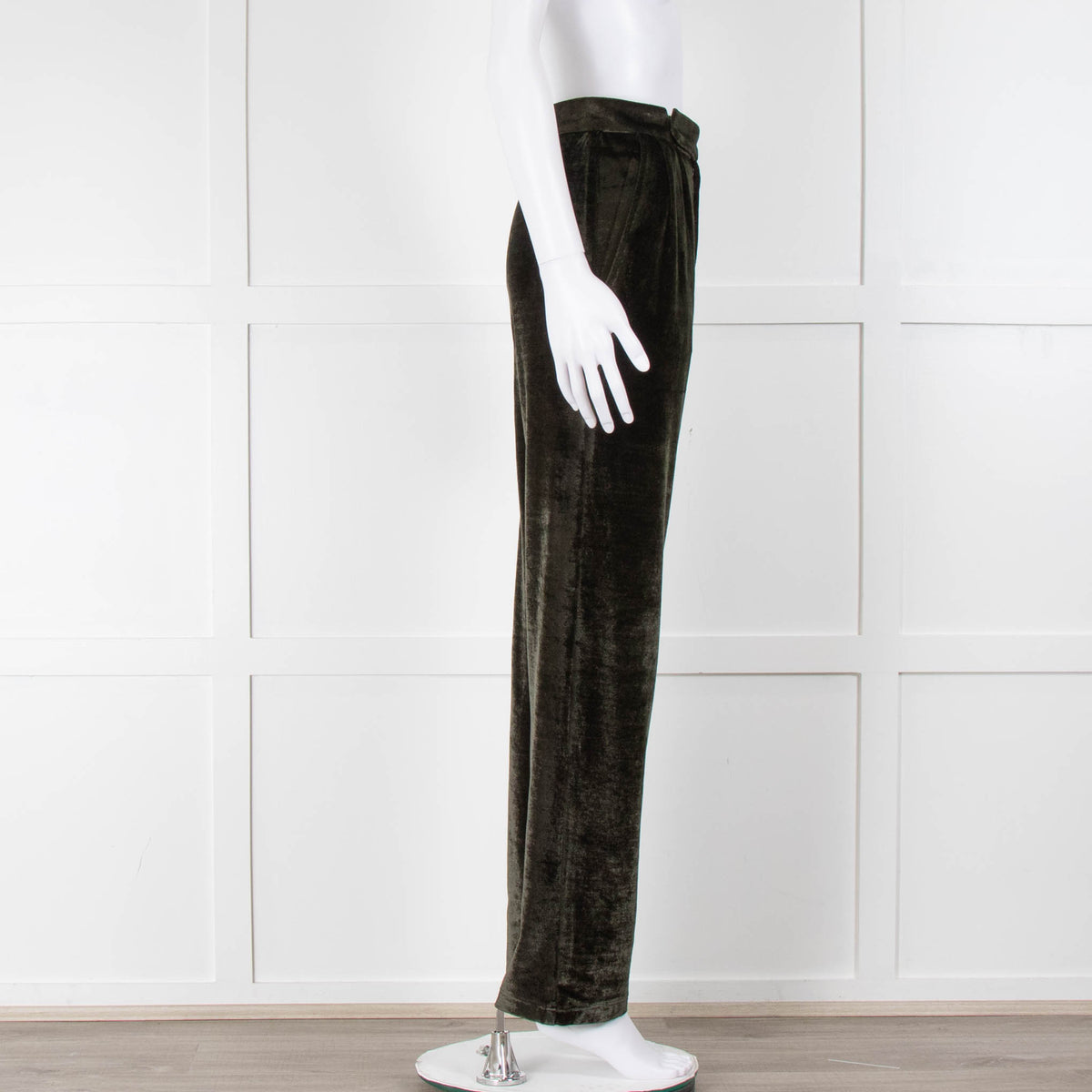 Scanlan Theodore Dark Green Stretch Velvet Trousers