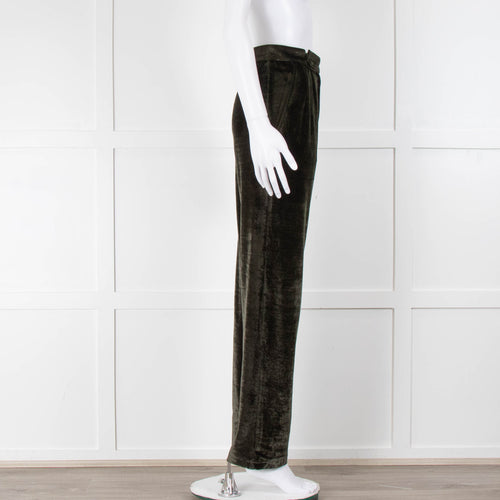 Scanlan Theodore Dark Green Stretch Velvet Trousers