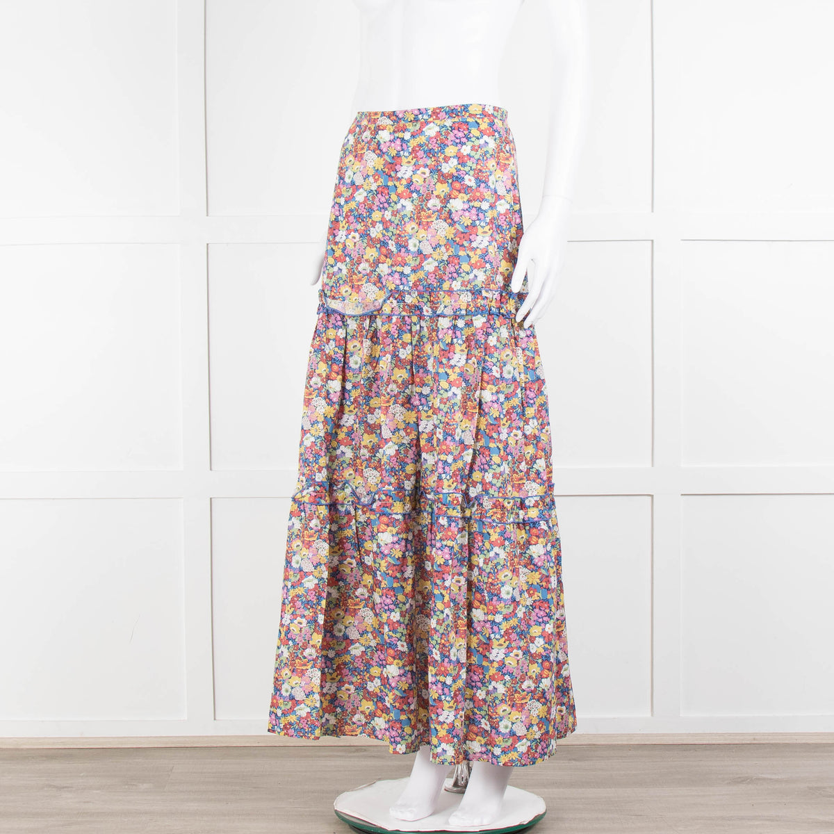 Ridley Multicolour Floral Cotton Tiered Maxi Skirt