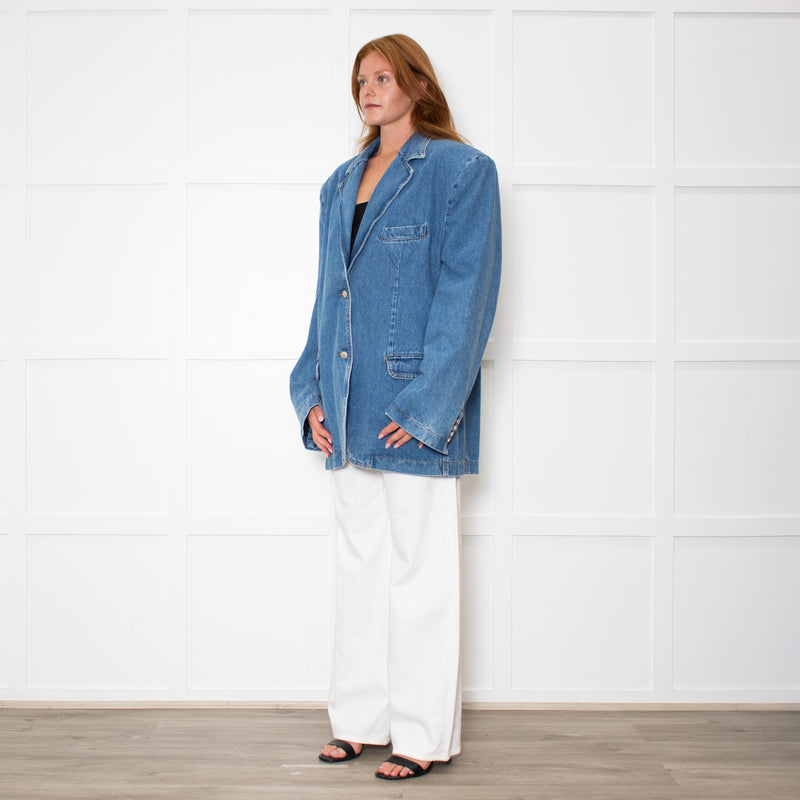 Magda Butrym Blue Denim Oversized Blazer