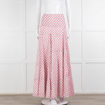 Neve & Noor White Pink Rose Print Cotton Maxi Skirt