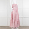 Neve & Noor White Pink Rose Print Cotton Maxi Skirt