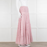 Neve & Noor White Pink Rose Print Cotton Maxi Skirt