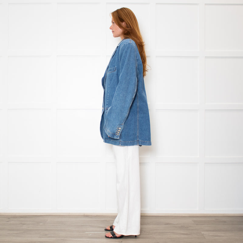 Magda Butrym Blue Denim Oversized Blazer