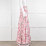 Neve & Noor White Pink Rose Print Cotton Maxi Skirt