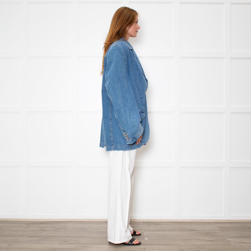 Magda Butrym Blue Denim Oversized Blazer