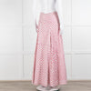 Neve & Noor White Pink Rose Print Cotton Maxi Skirt