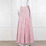Neve & Noor White Pink Rose Print Cotton Maxi Skirt