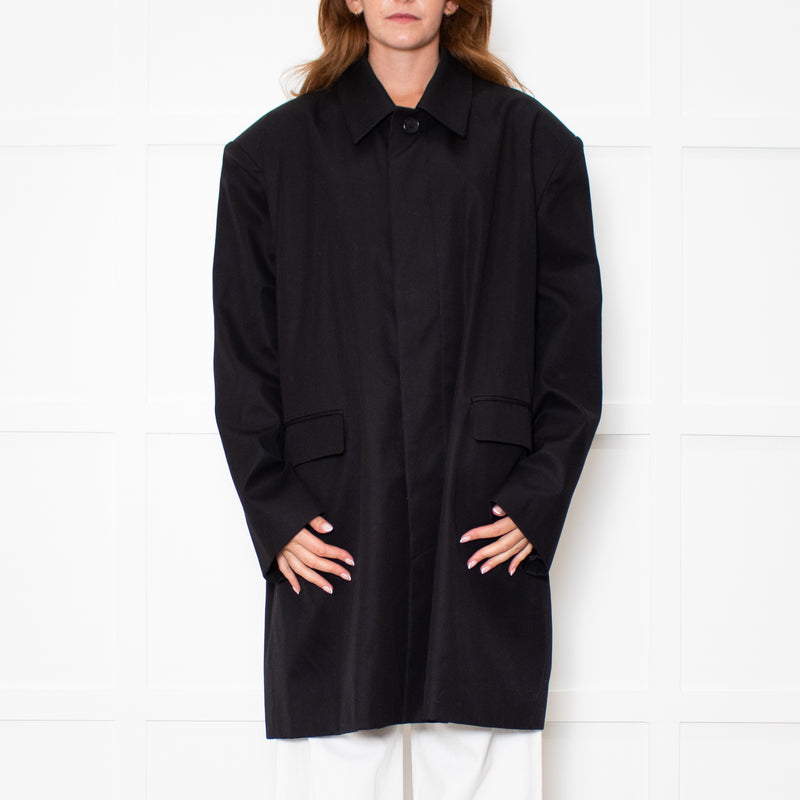 Paper Moon Black Cotton Trench Coat
