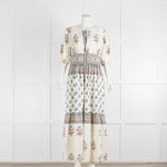 Hannah Artwear Camilla White Blue Brown Hand Block Printed Dress