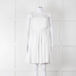 Burberry White Knee Length Dress on Logo Cotton with Smock Waist