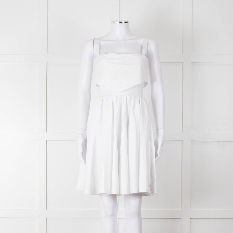 Burberry White Knee Length Dress on Logo Cotton with Smock Waist