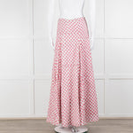 Neve & Noor White Pink Rose Print Cotton Maxi Skirt