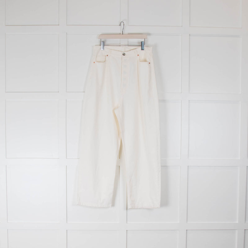 Raey White Tapered Wide Leg Jeans