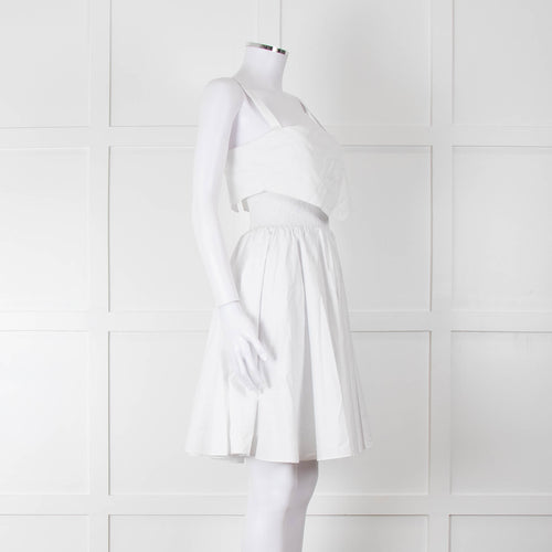 Burberry White Knee Length Dress on Logo Cotton with Smock Waist