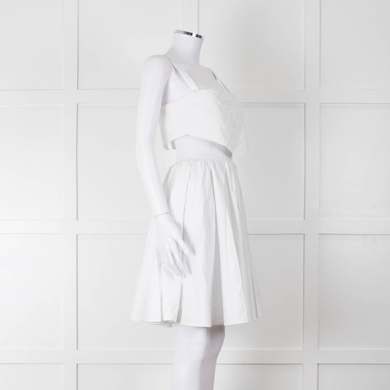 Burberry White Knee Length Dress on Logo Cotton with Smock Waist