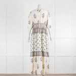 Hannah Artwear Camilla White Blue Brown Hand Block Printed Dress