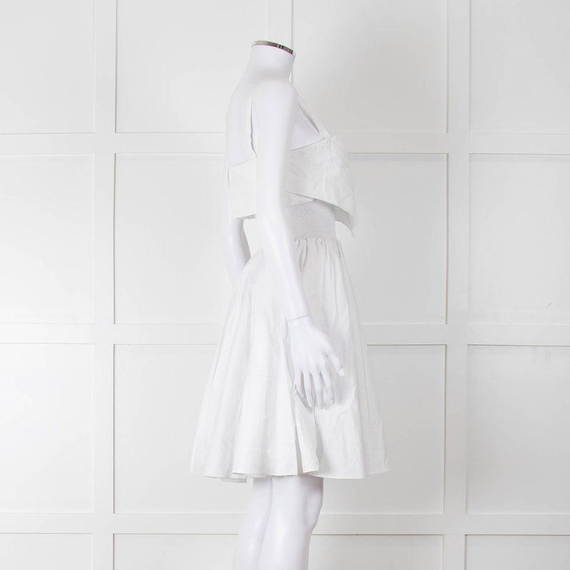 Burberry White Knee Length Dress on Logo Cotton with Smock Waist