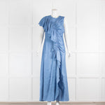 Ulla Johnson Italian Iridescent Satin Frill Detail Sleeveless Lali Dress