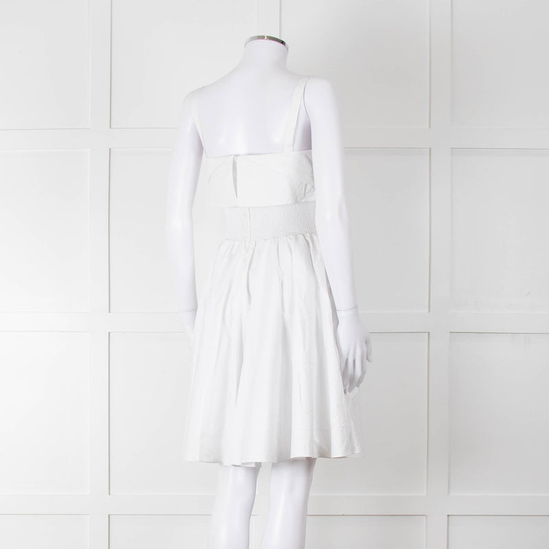 Burberry White Knee Length Dress on Logo Cotton with Smock Waist