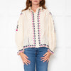 Farm Rio Sand Embroidered Collared Blouse